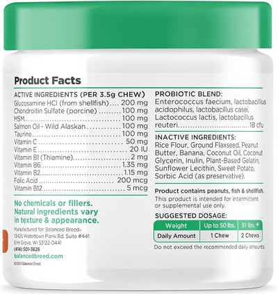 Balanced Breed All-in-1 Dog Vitamins Supplements Made in USA Vet-Pharmacist Approved Dog Multivitamin Probiotics Glucosamine Chondroitin Dogs Salmon Oil Skin Coat Immune Senior Dogs Supplement NonGMO