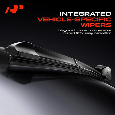 A-Premium 23"+23"+12" Windshield Wiper Blades with Wear Indicator & Towel | Compatible with Saab 9-5 2008-2009, Front Rear Wipers Blade Set for Gen2D/Snap Claw Arm Connector, Pack of 3