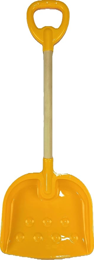 Matty's Toy Stop 28" Heavy Duty Wooden Snow Shovel with Plastic Scoop & Handle for Kids - Yellow