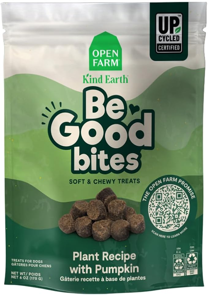 Be Good Bites, Soft Dog Training Treats, Small & Chewy, Made with Ethically & Sustainably Sourced Ingredients, Non-GMO Fruits & Grains, Plant-Based Pumpkin Recipe, 6oz Pouch