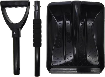 Snow Shovel, 2024 New Upgrade Large-Capacity Lightweight Aluminum Portable Snow Shovel, Snow Shovel for Snow Removal,Shovel for Garden, Car, Camping with Extra Ice Scrape (Black)