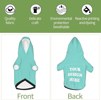 Dog Costume, Custom Dog Hoodie, Dog Name Costume Holiday Pet Pajamas Outfit, Personalized Pet Coat Costumes for Small Medium Large Dogs and Cats for Winter, Turquoise, S
