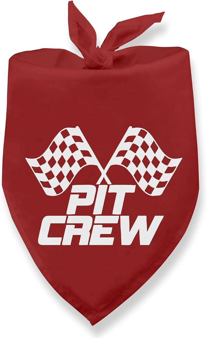 Pit Crew Dog Bandana, Checkered Flags Race Car Flag Holiday Dog Bandana Funny Cute Red Pet Scarf for Boy & Girl Small and Medium Cat Dogs