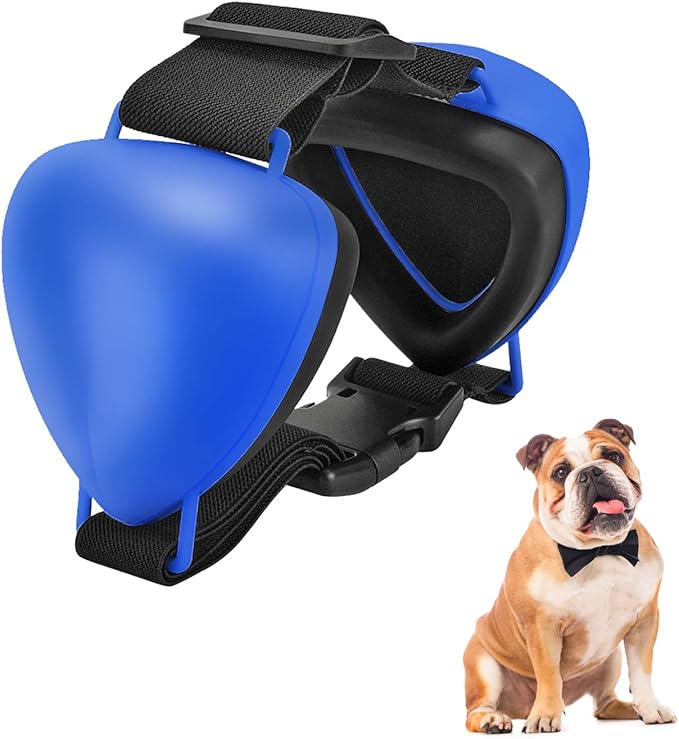 Dog Ear Muffs for Noise Protection, Comfort Dog Noise Cancelling Ear Muffs with Fast Snap Lock for Fireworks, Thunder, Vacuums(Blue,M)