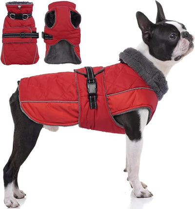 QBLEEV Warm Dog Jacket - Reflective, Adjustable Winter Coat with Turtleneck for Cold Weather, Waterproof Fleece Snowsuit for Small, Medium, Large Dogs