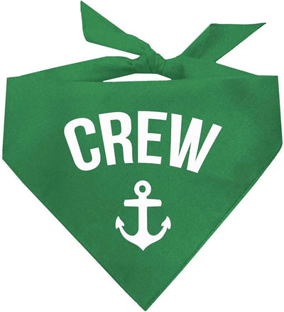Crew with Anchor Dog Bandana | 100% Cotton | Made in USA | Boat & Fishing | Captain | Beach & Lake | Summer | Outdoors | Father's Day |Green, One Size (265)