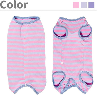 Dog’s Recovery Suit Post Surgery Shirt for Puppy, Wound Protective Clothes for Little Animals(Pink Blue Stripe-xs)