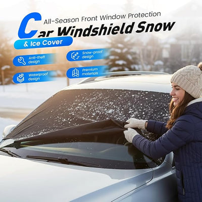 Magnetic Car Windshield Cover, 2026 New All Seasons Sunshade Ice Cover, Automotive Windshield Snow Cover for Ice, Snow, Frost & Sunlight, Vehicle Window Protector Windscreen Shield (Silver)