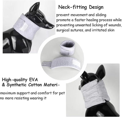 Cat Neck Brace Cover - Adjustable Elizabethan Collar for Post-Surgery Recovery, Anti-Lick Wound Protective Cervical Cone for Small Medium Large Dogs Cats (Neck Girth 7.5-15.0" Depth5.1