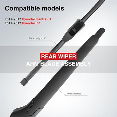 Replacement for Hyundai Elantra GT, I30 2012-2017 Vehicles, Rear Windshield Back Wiper Arm Blade Set - OTUAYAUTO Factory OEM Replacement 98811A5000