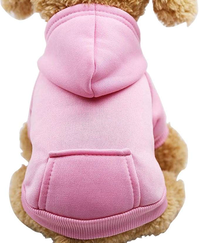 Jecikelon Soft Dog Hoodies for Small Dogs, Fleece Puppy Sweatshirt with Pockets, Warm Winter Cold Weather Coats for Pet Cat, Cute Clothes Puppy Costume (Pink, X-Large)
