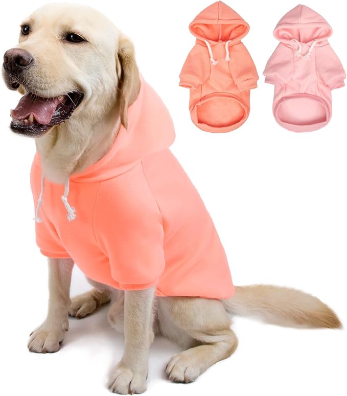 2-Pack Dog Hooded Sweaters & Jackets - Soft Dog Clothes Hoodie for Small/Medium/Large Dogs & Cats | All-Season Comfort & Fit, Stylish Pet Shirts Apparel & Accessories (Light Pink, Coral, XXX-Large)