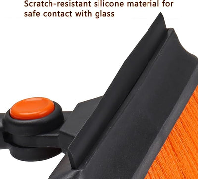 Set Orange Black Silver Snow Brush Ice Scraper with Extendable Handle w/Foam Grip, 41" Length, 180° Pivoting Head, Storage Bag, for Car Windshield Auto Truck SUV Home Use Winter Christmas