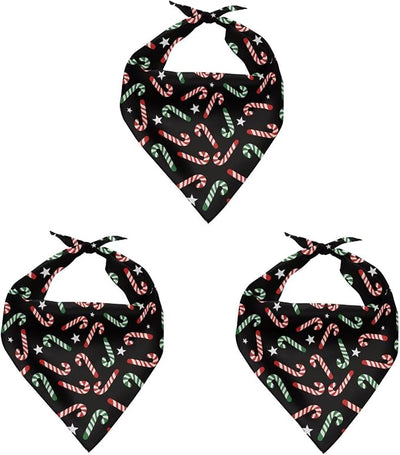 KEIAHUAN Christmas Dog Bandanas Red Green Candy Cane Dog Bib Adjustable Scarf Pet Bandana Classic Triangle Handkerchief Reversible Pet Costume Accessories 1PCS