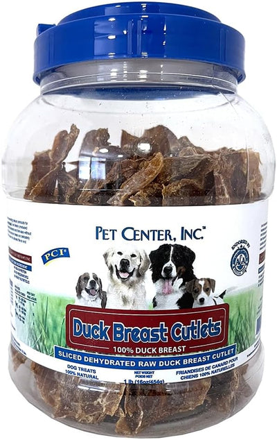 PCI Pet Center, Inc. Duck Breast Cutlets for Dogs - 100% Natural Dog Treats - Premium Quality, Single Ingredient Raw Dehydrated Chews - USA Made - No Additives - Delicious, Healthy Snack - 1lb
