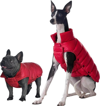 SPACE LION Dog Puffer Jacket, Down Winter Coat, Durable Outdoor Coat for Cold and Windy Conditions, Lightweight & Adjustable Fit Coats for Medium & Large Dogs,(Chili, Size18/L+)