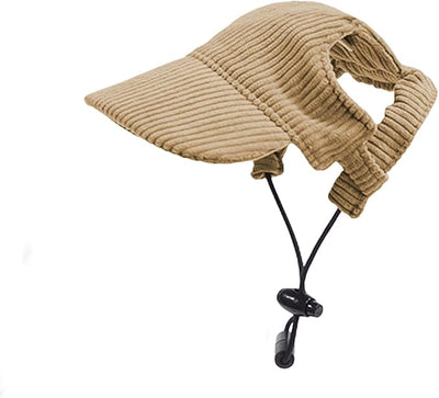 Dog Baseball Cap, Dog Cat Summer Beach Visor Hat with Ear Holes, Adjustable Puppy Sunbonnet Headdress (Brown, X-Large)