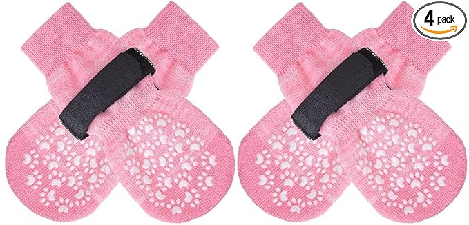 Anti Slip Dog Socks to Prevent Licking Paws, Dog Shoes for Hot Pavement, Dog Booties for Small Medium Large Senior Dogs, Traction Control Boots & Paw Protectors for Hardwood Floors