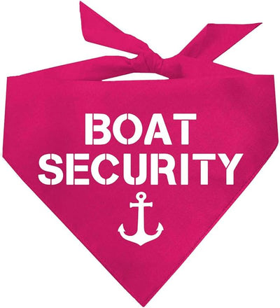 Boat Security Dog Bandana | 100% Cotton Adjustable Triangle | Made in USA | Boat Lover | Captain | Beach | Lake | Funny Outfit Prop Photoshoot | Hot Pink, One Size (243)