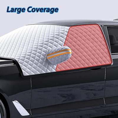 3-Side Winter Car Windshield Snow Cover for GMC Acadia 2010-2025 SUV 7-Seater, Sun Rain Snow Frost Protector with Magnetic Edges & Mirror Covers,M(155 * 110cm)