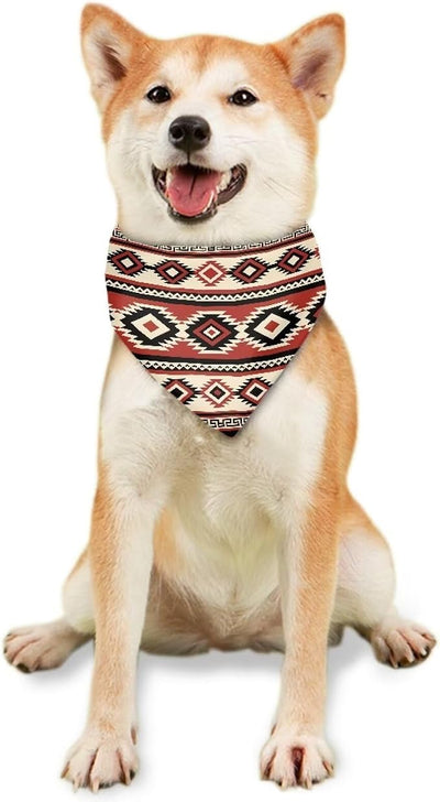 KEIAHUAN Aztec Tribal Dog Bandanas Adjustable Triangle Reversible Bibs Kerchief Pet Costume Accessories for Small Medium Large Dogs Cats