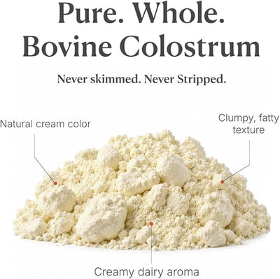 Colostrum for Dogs - 25% IgG Whole Bovine Colostrum Powder Supports Immune & Gut - Digestive Health, Allergy, Skin & Itch Relief - No Fillers, Grass-Fed USA Sourced – 120g (~240 Scoops)