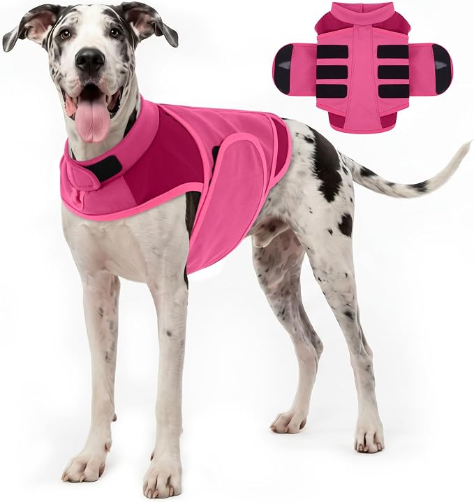 Dogs Anxiety Vest for Great Dane, Pet Dog Calming Jacket with Gentle Pressure, Breathable Thunder Relief Coat Calming Wrap for Separation Anxiety,Adjustable Fit for Giant Breeds, Rosered, XXL