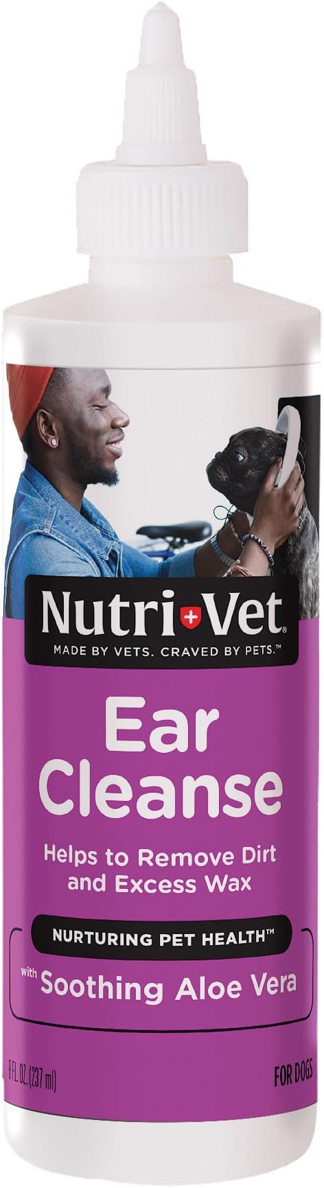 Ear Cleanse for Dogs, Liquid Ear Cleanser with Soothing Aloe and Salicylic Acid, Removes and Cleans Wax, Dirt, and Debris, Deodorizes, and Itch Relief, Gentle Veterinarian Formulated, 8oz