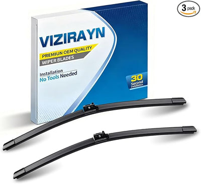 2 pcs 22" 22" Front Windshield Wiper Blades,VIZIRAYN Replacement for Mercedes-Benz C300 /C63 AMG S 2015-2016,C300 /C43 AMG/C63 AMG S 2017-2019,(Pack of 2) OEM Quality, All-Season