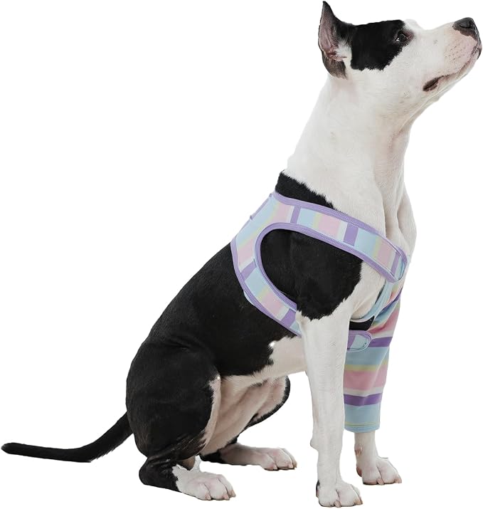 Dog Sleeves for Wounds Front Legs Right Left,Striped Leg Protector Prevent Licking Scratching Chewing Bandages, Stretchy Elbow Cover for ACL CCL Arthritis Stripe M