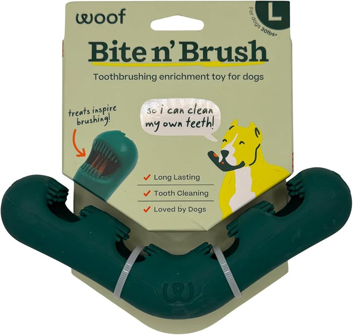 Woof Bark & Brush Dog Dental Toy, Large – Durable Bite & Brush Chew Toothbrush for Teeth Cleaning, Gum Massage, Dental Care & Enrichment