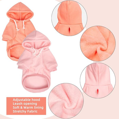 2-Pack Dog Hooded Sweaters & Jackets - Soft Dog Clothes Hoodie for Small/Medium/Large Dogs & Cats | All-Season Comfort & Fit, Stylish Pet Shirts Apparel & Accessories (Light Pink, Coral, X-Large)