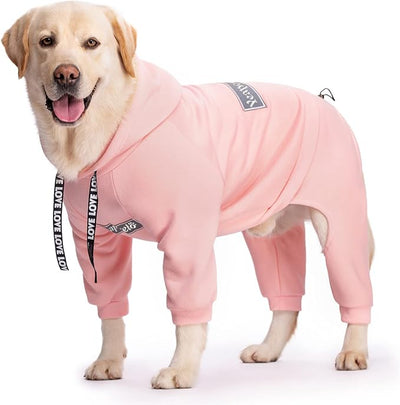 Dog Hoodies Winter Coat for Large Medium Dogs, Pullover 9 Legs Warm Coat Hooded Sweatshirt, Fleece Hoodie for Cold Weather (Pink, 3X-Large)