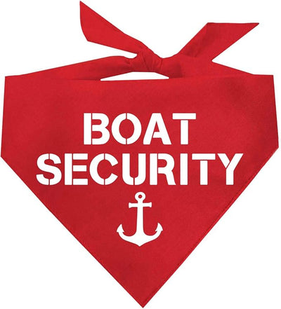Boat Security Dog Bandana | 100% Cotton Adjustable Triangle | Made in USA | Boat Lover | Captain | Beach | Lake | Funny Outfit Prop Photoshoot | Red, One Size (243)
