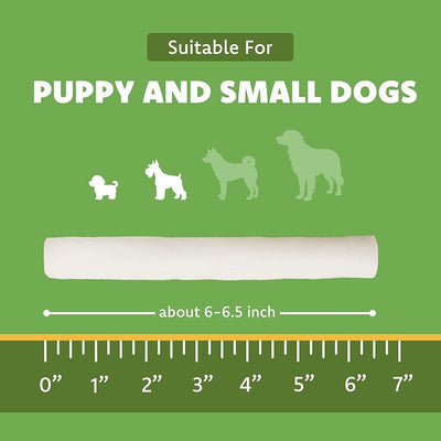 MON2SUN Dog Rawhide Rolls Twist Sticks 6.5 Inch Chew Treats Natural Flavor 60 Count for Puppy and Small Dogs