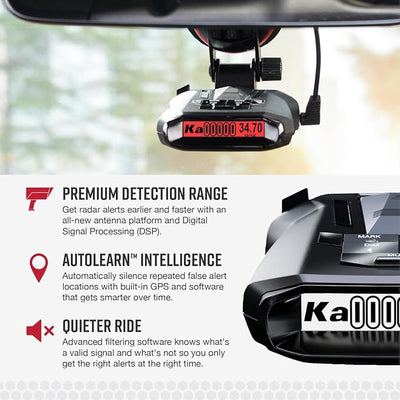 Cobra RAD 700i Laser Radar Detector + OBDII Power Cord Bundle - Premium Detection Range, Advanced Filtering Software, Apple CarPlay and Android Auto Compatible, Front and Rear Detection