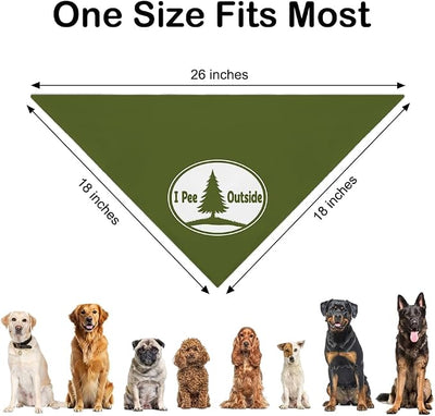 I Pee Outside Green Dog Bandana, Humor Pet Scarf Photo Prop for Outdoor Adventure Hiking Camping Mountain, Funny Spring Summer Pet Bandana Accessory, Christmas Birthday Gifts for Dog Lover
