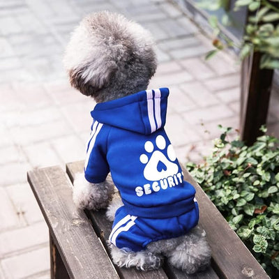 Dog Hoodie Security Clothes 4 Legs Jumpsuit Sweatshirt Hoodies Soft & Warm Dog Outfit Pullover Dog Winter Clothes Sweater for Small Medium Large Dogs Cats (Blue, Medium)