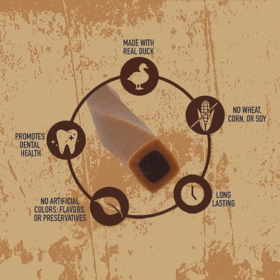 Rewardables | Wild Chews | Duck Recipe, Made with Real Duck, Limited Ingredient, Long Lasting Chews for Large Dogs | 6 Count
