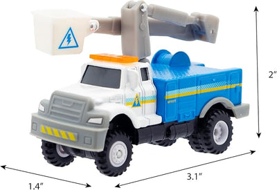 Mighty Fleet Diecast 3-Pack, Snow Shovel, Cherry Picker, and Ambulance, Durable 3” Diecast Vehicles for Kids Ages 3+
