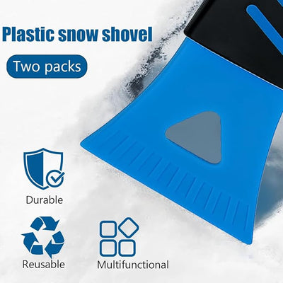 Ice Scraper for Car Windshield, 2PCS Plastic Handheld Vehicle Window Snow Frost LCE Remover Cleaning Freezer with Non-Slip Handle, Auto Freezer Shovel Defroster, Universal Fit (Sky Blue)