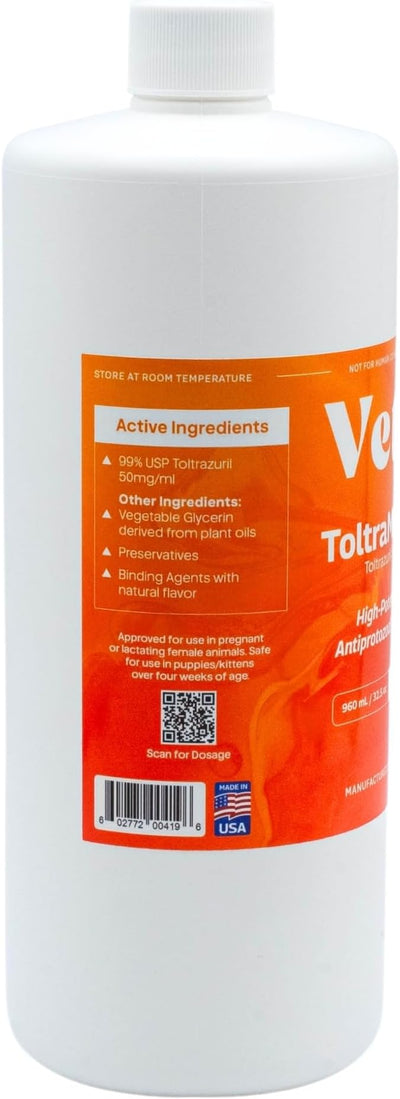 Toltrazuril 5.0% for Horses, Dogs, Cats, 960mL/32.4 Ounce, for Non-Food Chain Animals, Peanut Butter