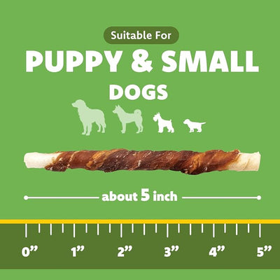 MON2SUN 5 Inch Duck Wrapped Rawhide Dog Treats for Puppy and Small Dogs, Promotes Dental Health, Healthy Snacks 14.11 oz