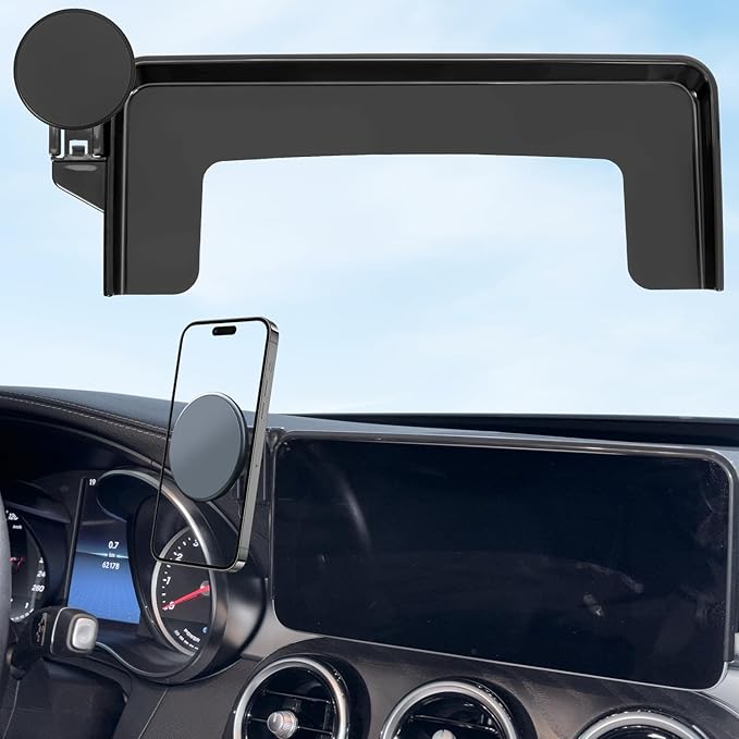 Car Phone Holder for Mercedes-Benz 2020-2022 GLC & 2019-2021 C-Class & 2020-2022 V-Class, 10.25-Inch Center Screen, Strong Magnet, OEM-Style, No View Obstruction Phone Mount Compatible with MagSafe