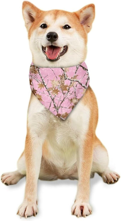 KEIAHUAN Pink Branch Dog Bandanas Double-Sided Printed Dogs Bandanas Soft Adjustable Pet Kerchief Classic Triangle Bib Handkerchief for Small/Medium/Large Dog & Cat
