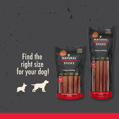 Canine Naturals | Natural Beef & Bully Sticks | 48 Count | Long-Lasting, Odor Free, High Protein Chews Made with 100% Real Bully | Bulk Carton Large Sticks