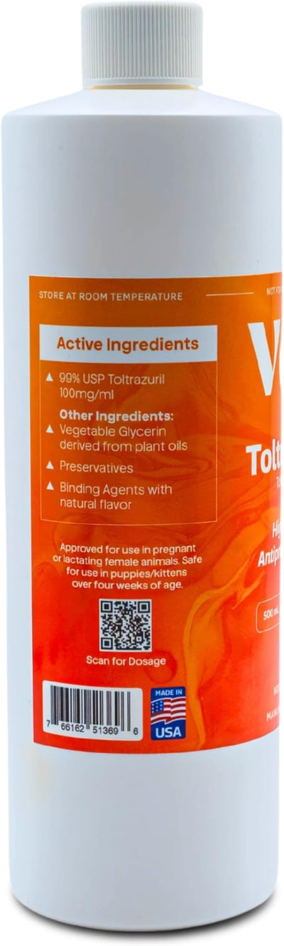Toltrazuril 10.0% for Horses, Dogs, Cats, 500mL/16.9 Ounce, for Non-Food Chain Animals, Peanut Butter