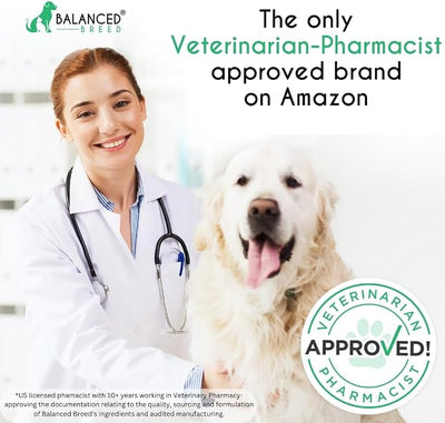 Balanced Breed All-in-1 Dog Vitamins Supplements Made in USA Vet-Pharmacist Approved Dog Multivitamin Probiotics Glucosamine Chondroitin Dogs Salmon Oil Skin Coat Immune Senior Dogs Supplement NonGMO