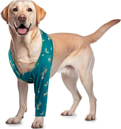 ROZKITCH Dog Arm Sleeves for Licking for Front Right Left Leg, Pet Prevent Licking Wound Elbow Protector, Recovery Suit Cone Collar Alternative for Sprain ACL CCL Arthritis Joint Care Zebra 2XL