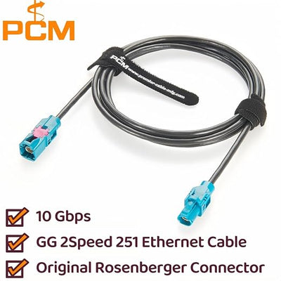 Rosenberger E6S10A-1CAZ5-Z to E6K10A-1CAZ5-Z H-MTD Automotive Ethernet Cable 10Gbps 100/1000BASE-T1 H-MTD Z Code Male to Female Extension Cable for ADAS, ECU, Robotaxi, In-Vehicle Networks(5M/16.4FT)